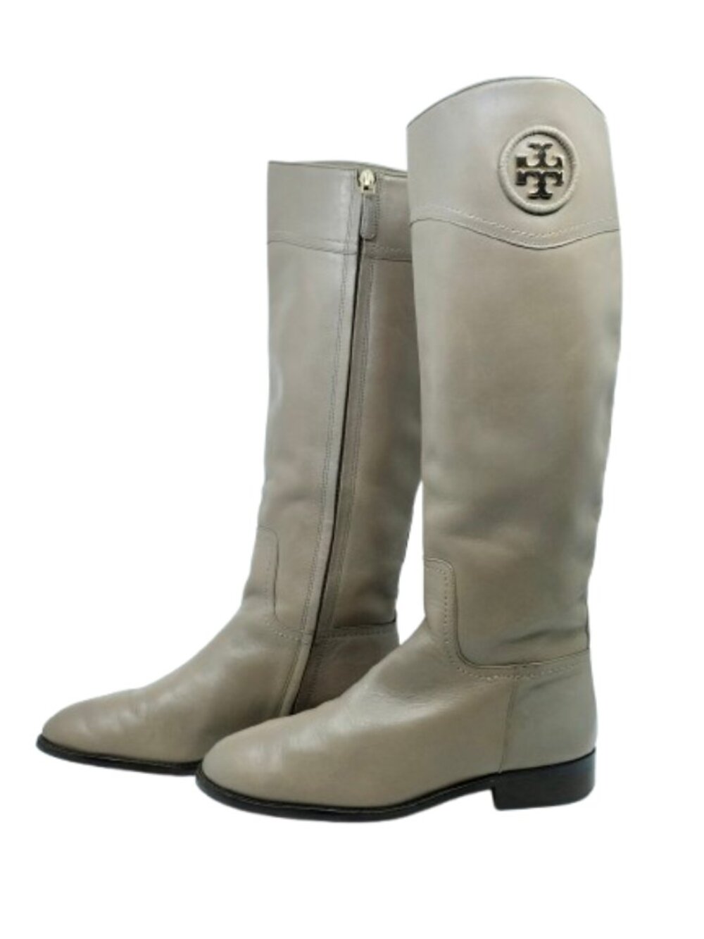 TORY BURCH~Ashlynn~Leather Tall Riding Boots - Gray / Porcini Size 8.5